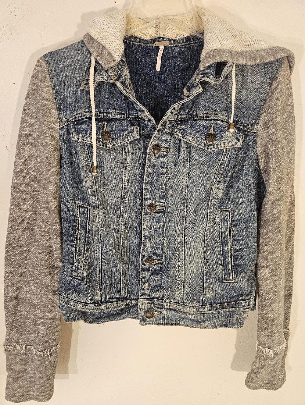 Free People Denim & Knit Hoodie